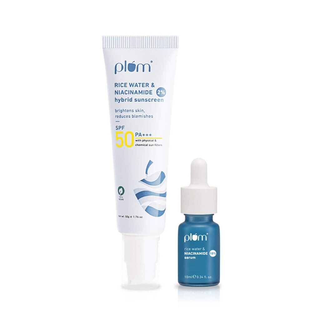 Plum Niacinamide Travel Light & Bright Duo With Serum & Spf 50 Sunscreen - Plum