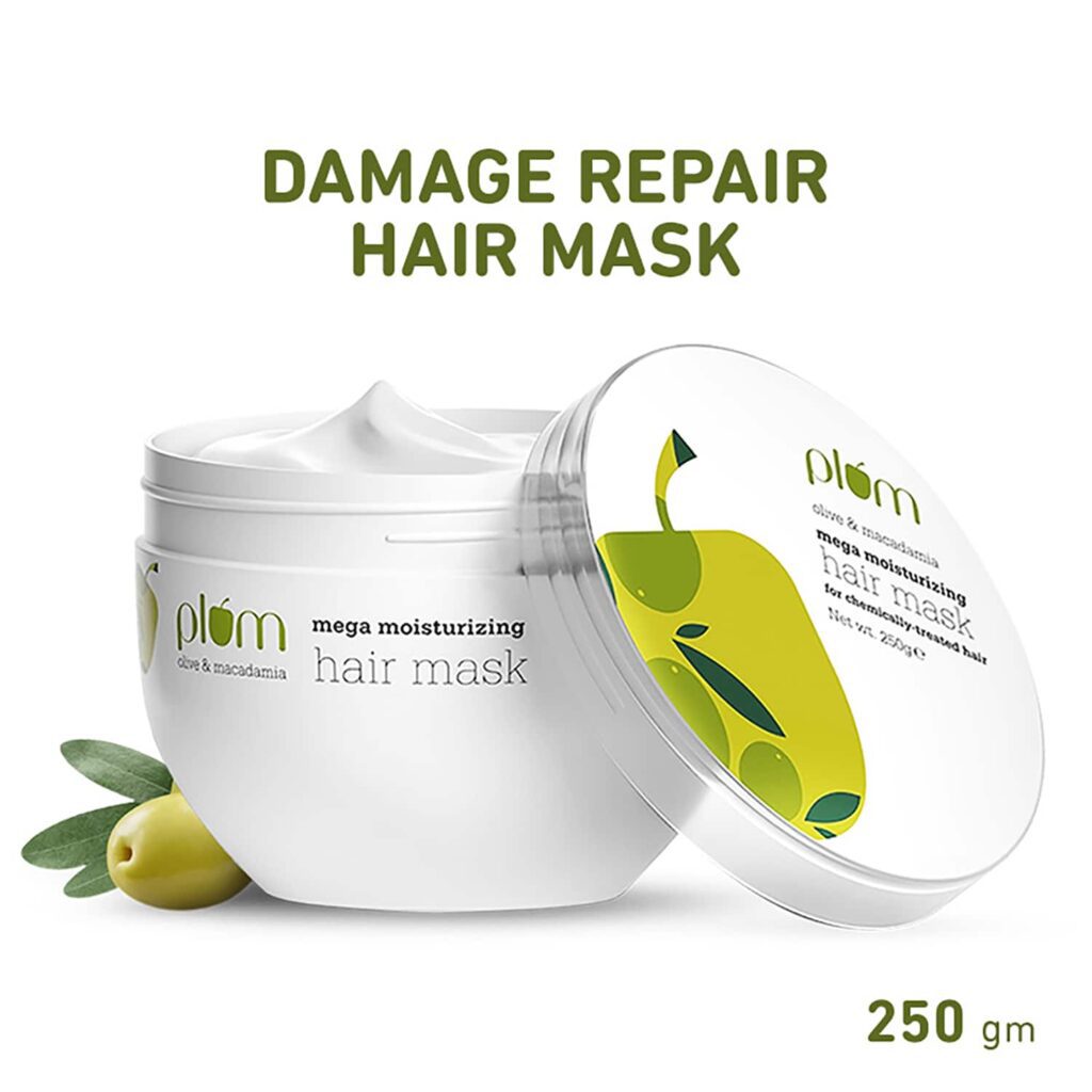 Plum Olive & Macadamia mega moisturizing hair mask Repairs Damage|Smoothens Hair|Dry Hair (250ml) - Plum