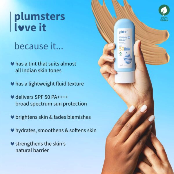 Plum Rice Water & 3% Niacinamide Sheer-tinted SPF 50 PA+ Sunscreen Universal Tint Pack of 2 Combo - Plum
