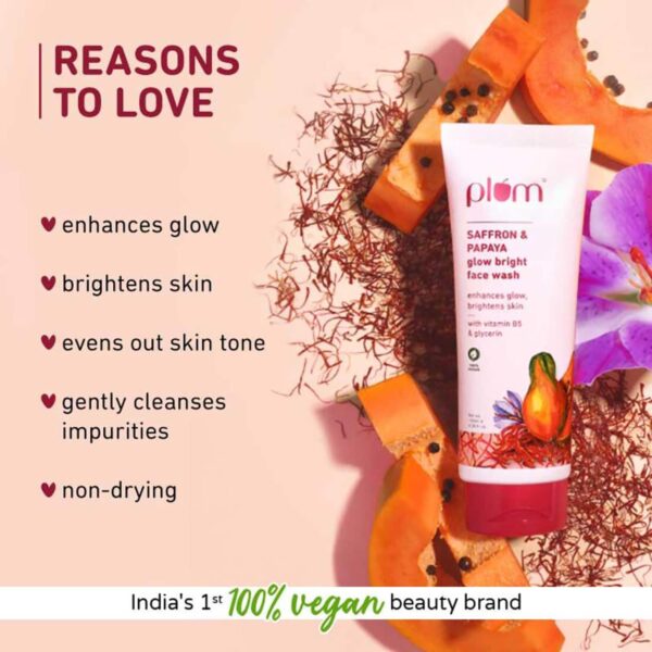Plum Saffron & Papaya Glow Bright Face Wash (100ml) - Plum