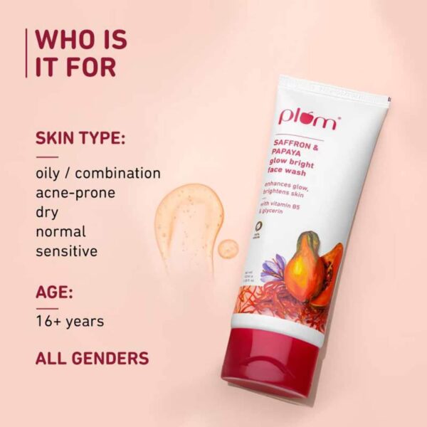 Plum Saffron & Papaya Glow Bright Face Wash (100ml) - Plum
