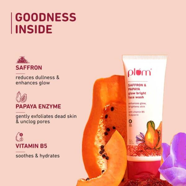 Plum Saffron & Papaya Glow Bright Face Wash (100ml) - Plum