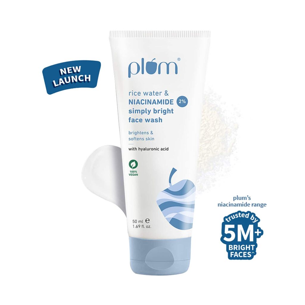 Plum Simply Bright 2% Niacinamide Face Wash With Rice Water (50 ml) - Plum