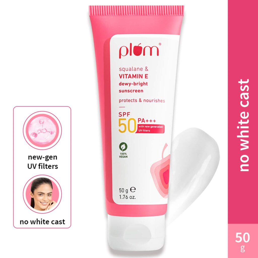 Plum Squalane & Vitamin E Dewy-Bright Sunscreen SPF 50 (50g) - Plum