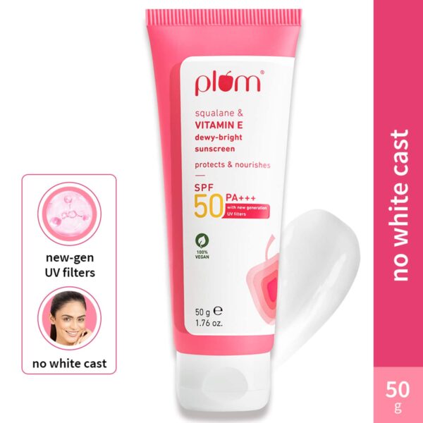 Plum Squalane & Vitamin E Dewy-Bright Sunscreen SPF 50 (50g) - Plum