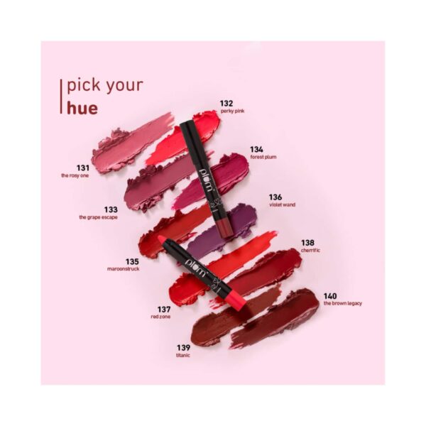 Plum Twist & Go Matte Crayon Lipstick with Ceramides & Hyaluronic Acid - 132 Perky Pink (1.8g) - Plum