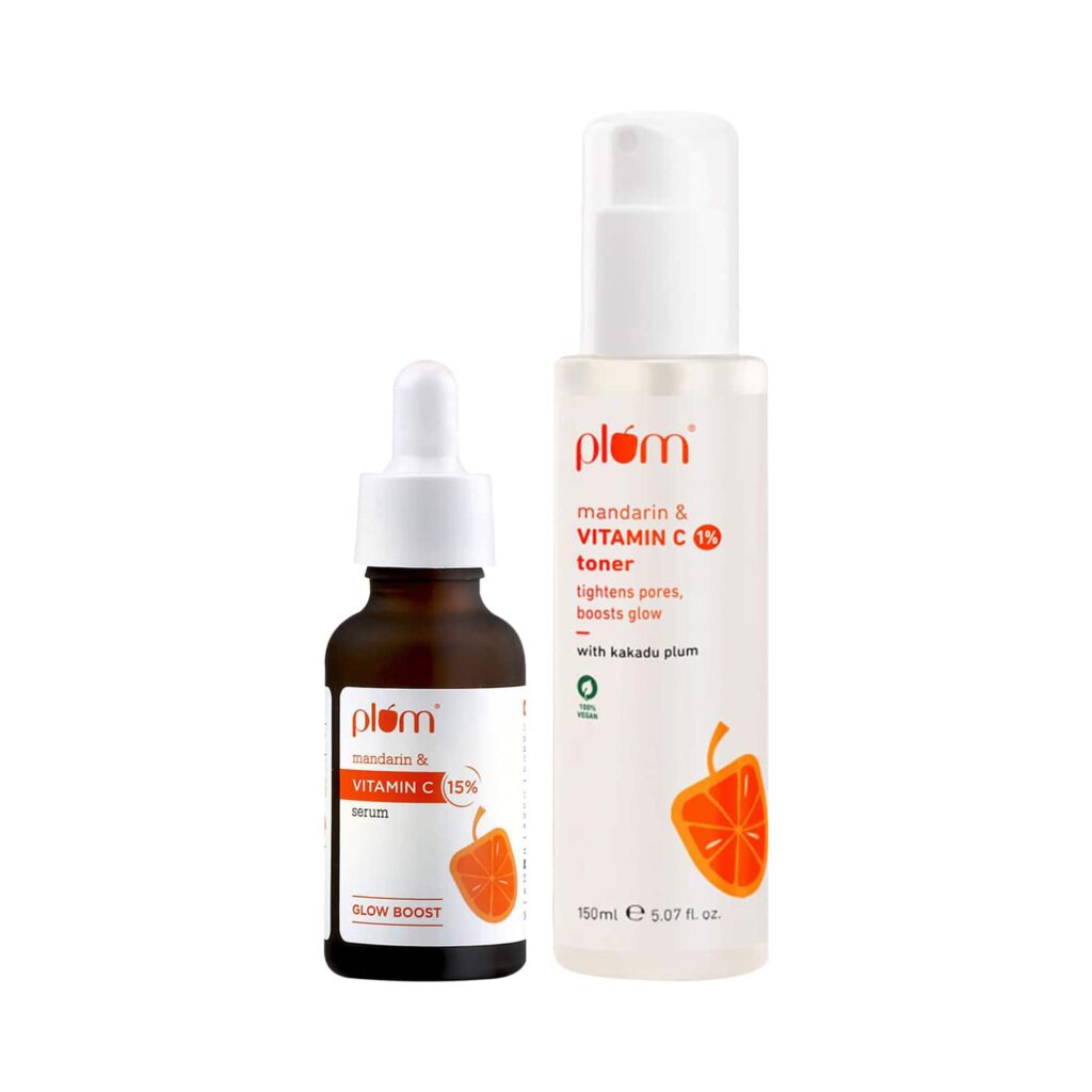 Plum Vitamin C Toner & Serum Duo for Glowing Skin - Reduces dark spots & pigmentation - Plum