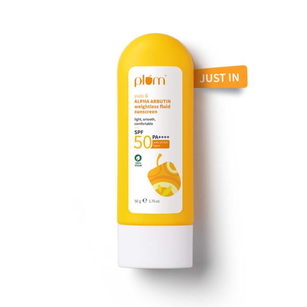 Plum Yuzu & Alpha Arbutin Weightless Fluid SPF 50 PA+++ Sunscreen Ultralight texture No White (50 g) - Plum