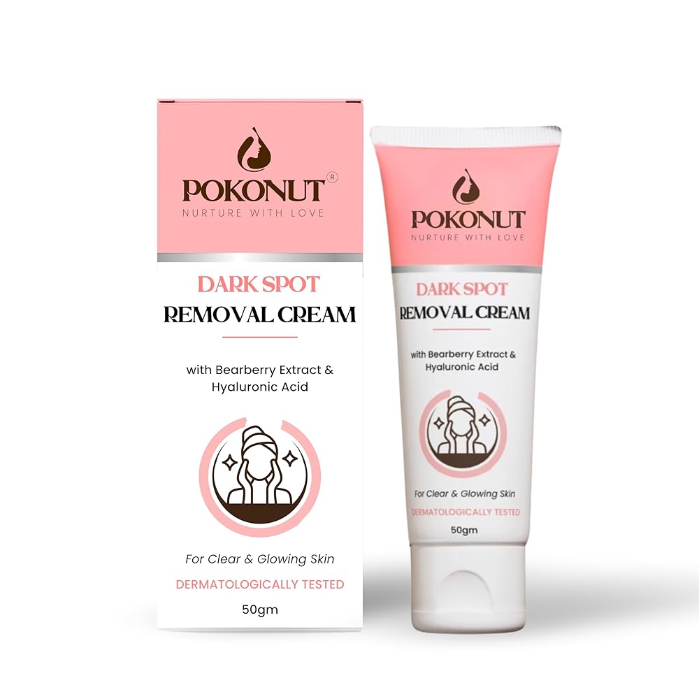 POKONUT Dark Spot Removal Cream with Niacinamide & Kojic Acid | Reduces Pigmentation, Acne Marks & Blemishes | Non-Comedogenic Face Cream for Even Skin Tone | Women & Men | 50g