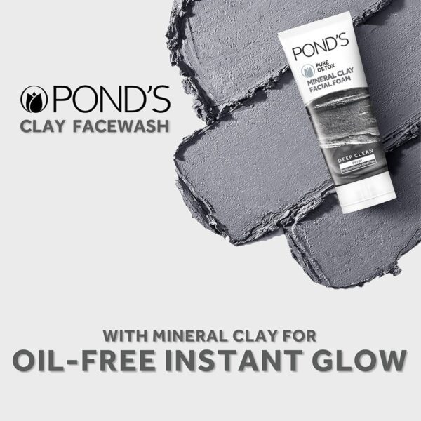 Pond's Pure Detox Mineral Clay Face Wash For Oil Free Instant Glow - (90g) - Pond's