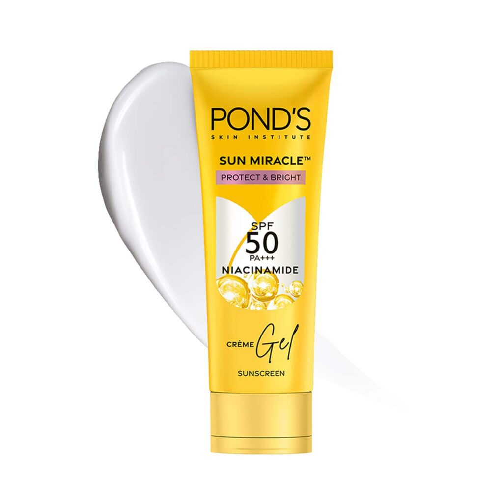 Pond's Sun Miracle SPF 50 PA+++ Creme Gel Sunscreen - Protect & Bright, With Niacinamide (50 g) - Pond's