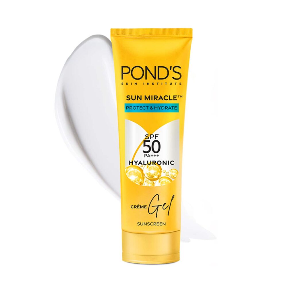 Pond's Sun Miracle SPF 50 PA+++ Crème Gel Sunscreen - Protect & Hydrate, With Hyaluronic Acid (50 g) - Pond's