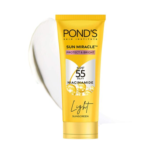 Pond's Sun Miracle SPF 50 PA+++ Light Sunscreen - Protect & Bright, With 3% Active Niacinamide (100 g) - Pond's