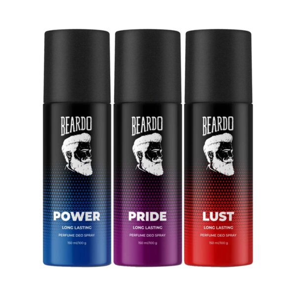Power, Lust & Pride Long Lasting Deo Body Spray For Men (2 pcs) - Beardo