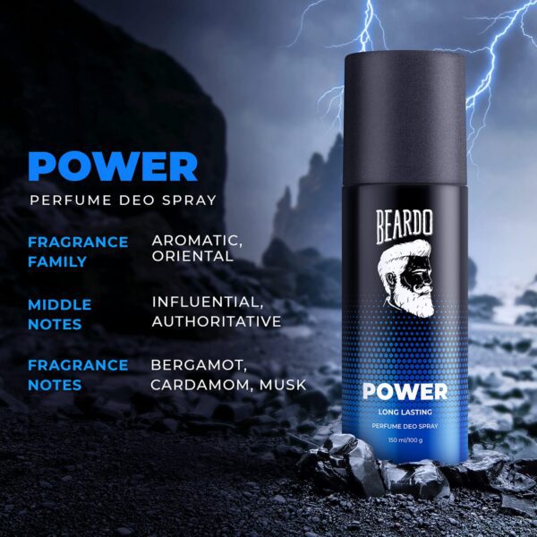 Power Strong & Long Lasting Deo Body Spray Fresh Fragrance For Men (150 ml) - Beardo