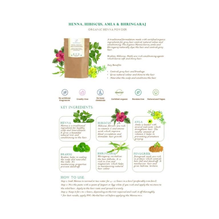 Precious & Nature's Certified Organic Henna Powder (200g) - Precious & Nature's