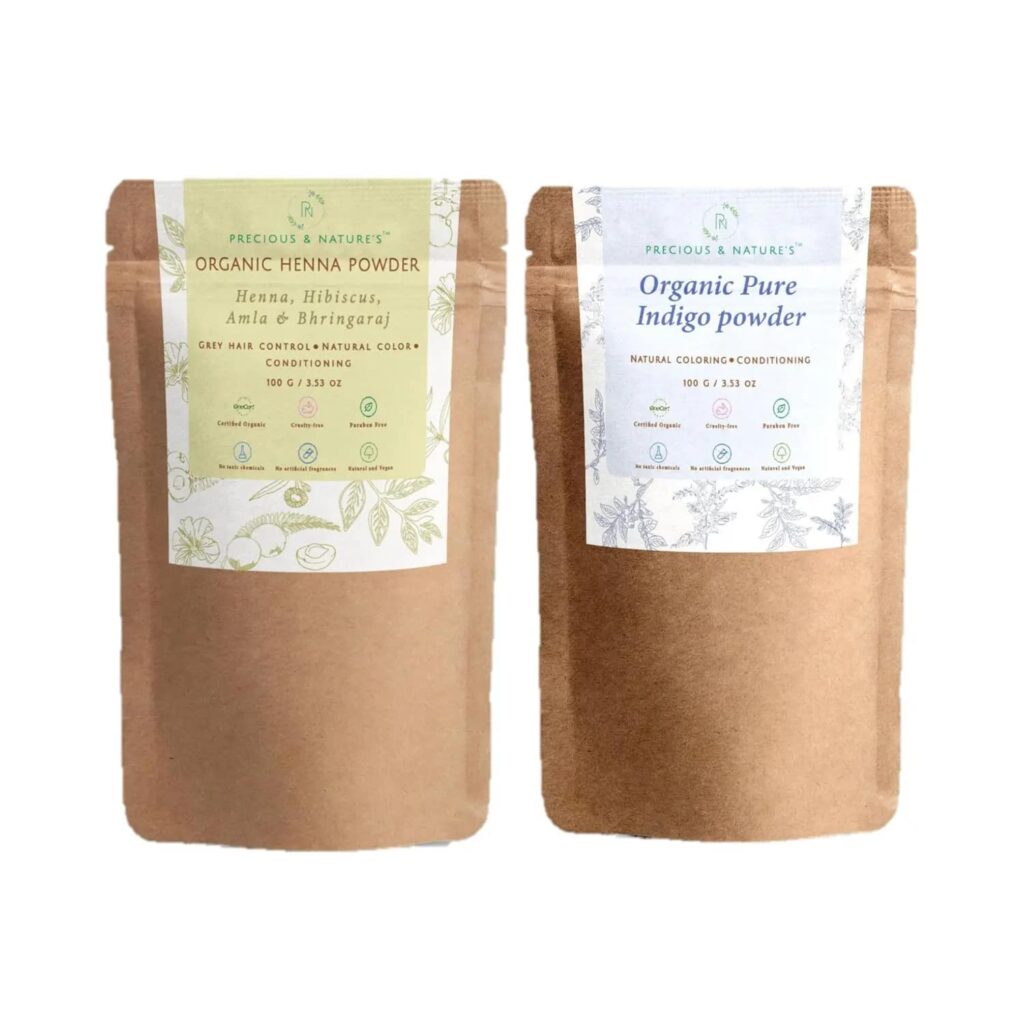 Precious & Nature's Organic Henna & Indigo Powder Set (2Pcs) - Precious & Nature's
