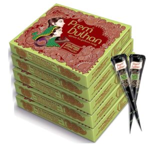 Prem Dulhan Mehendi Cone 12pc in 1 Box, 100% Pure Leaf of Natural Henna (Pack of 5)