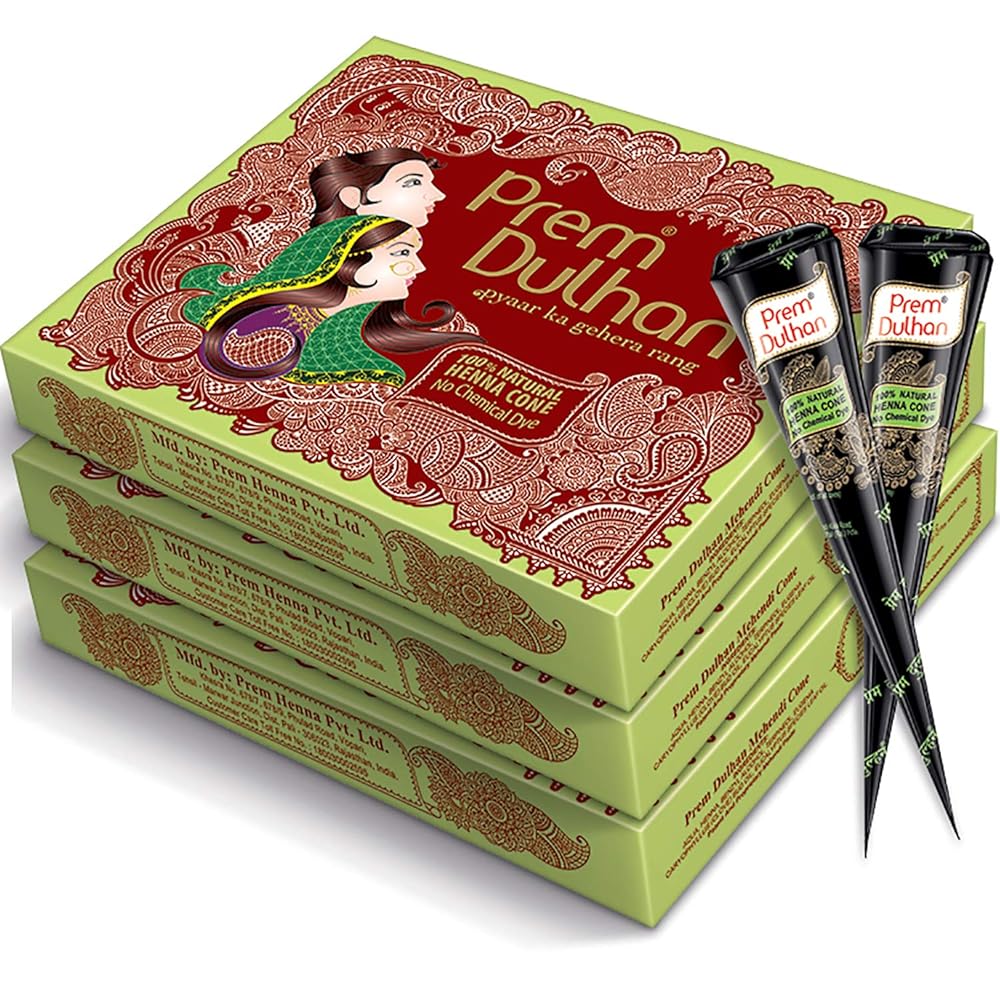 Prem Dulhan Mehendi Cone 12pc in 1 box - Pack of 3