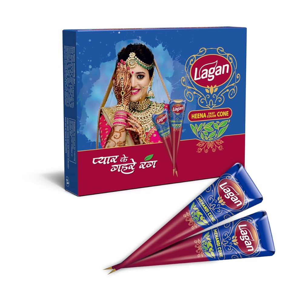 Premium Lagan Mehandi Cone by Pushp Henna (Pack of 12) | Fast Colour Henna Cone | Bridel Mehndi Cone