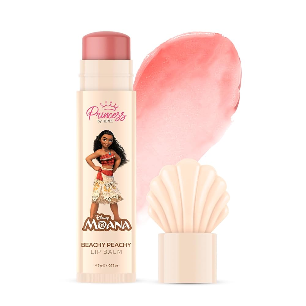 Princess by RENEE Disney Moana Beachy Peachy Lip Balm, For Smooth, Nourished & Deep Moisture Lips, Lightweight & Long-Lasting, Soft Peach Tint, Vitamin E, Shea Butter & Sweet...