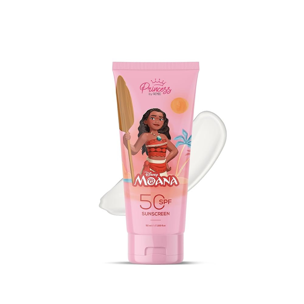 Princess by RENEE Disney Moana Sunscreen with SPF 50, Protects & Nourishes, Zero White Cast, Lightweight & Non-Greasy, Quick-absorbing Formula, Vitamin E, Cocoa Butter,...