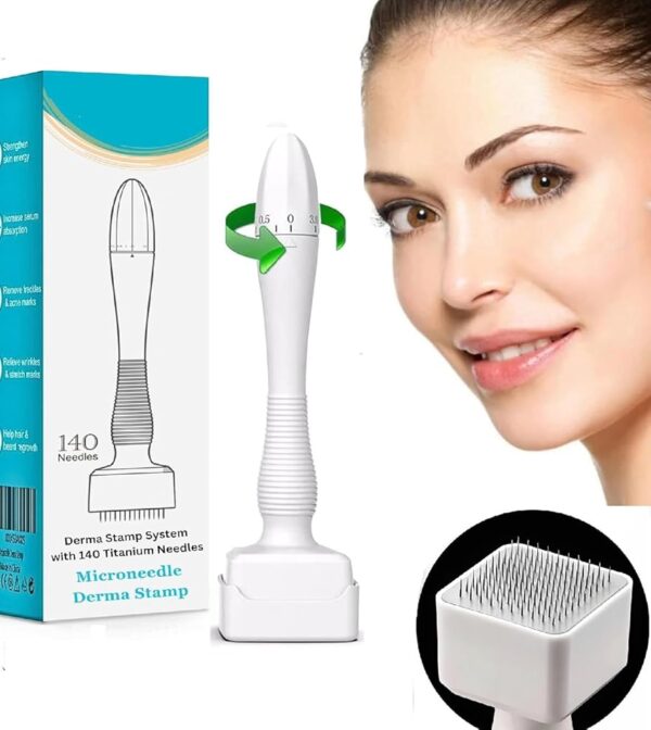 Professional Derma Roller For Hair Growth 0.5mm - 3mm with 140 Stainless Steel Needles | Repairs Damaged Hair, Activates Hair Follicles | For Hair Fall & Hair Thickening |...