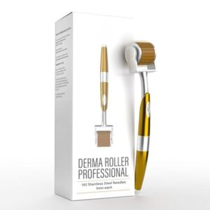Professional Gold Plated Derma Roller For Hair Growth 1 mm with 192 Needles Repairs Damaged Hair, Activates Hair Follicles For Hair Fall & Hair Thickening Reduces Acne Scars...