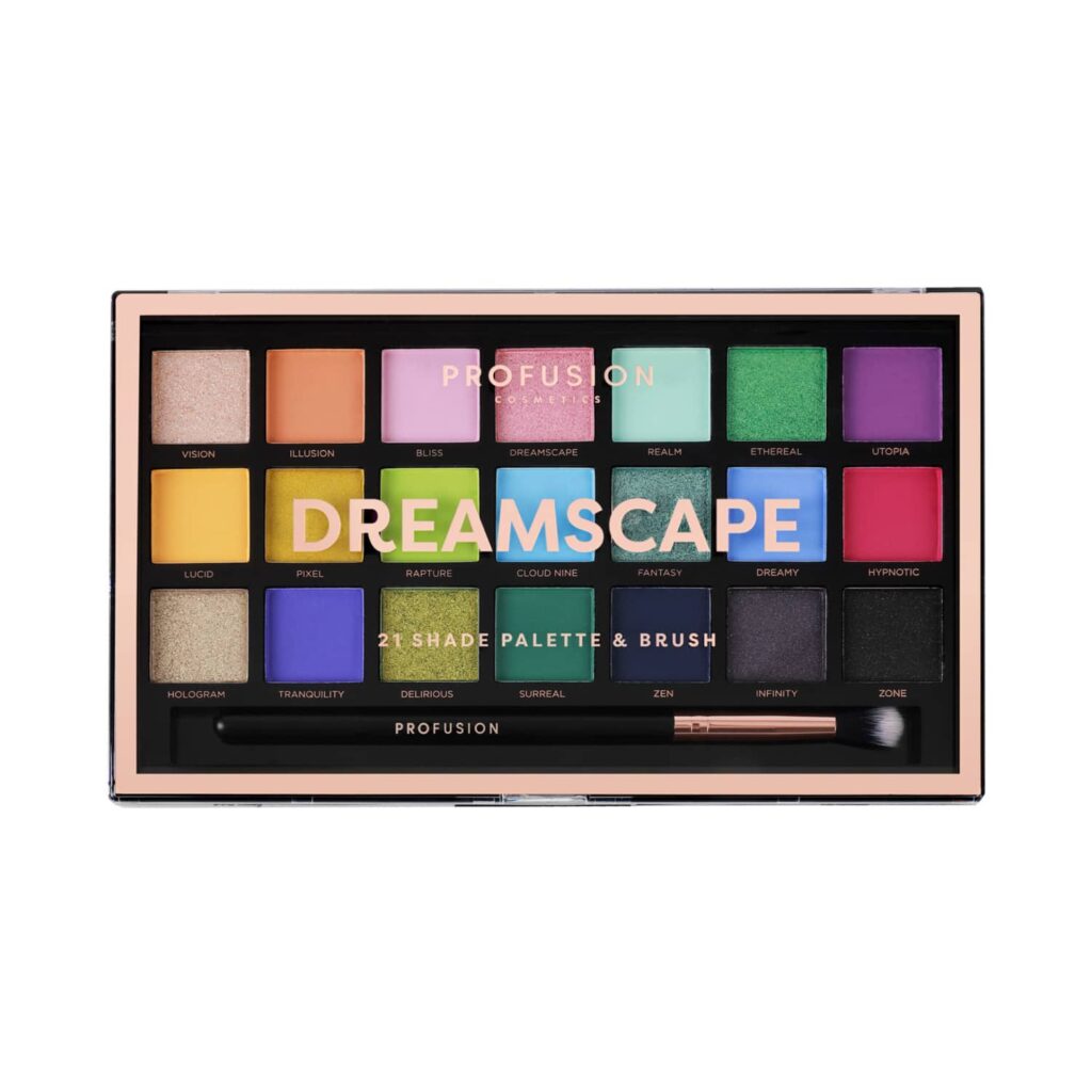 Profusion Cosmetics 21 Shade Eye Shadow Pallete & Brush - Dreamscape (33.6 g) - Profusion Cosmetics