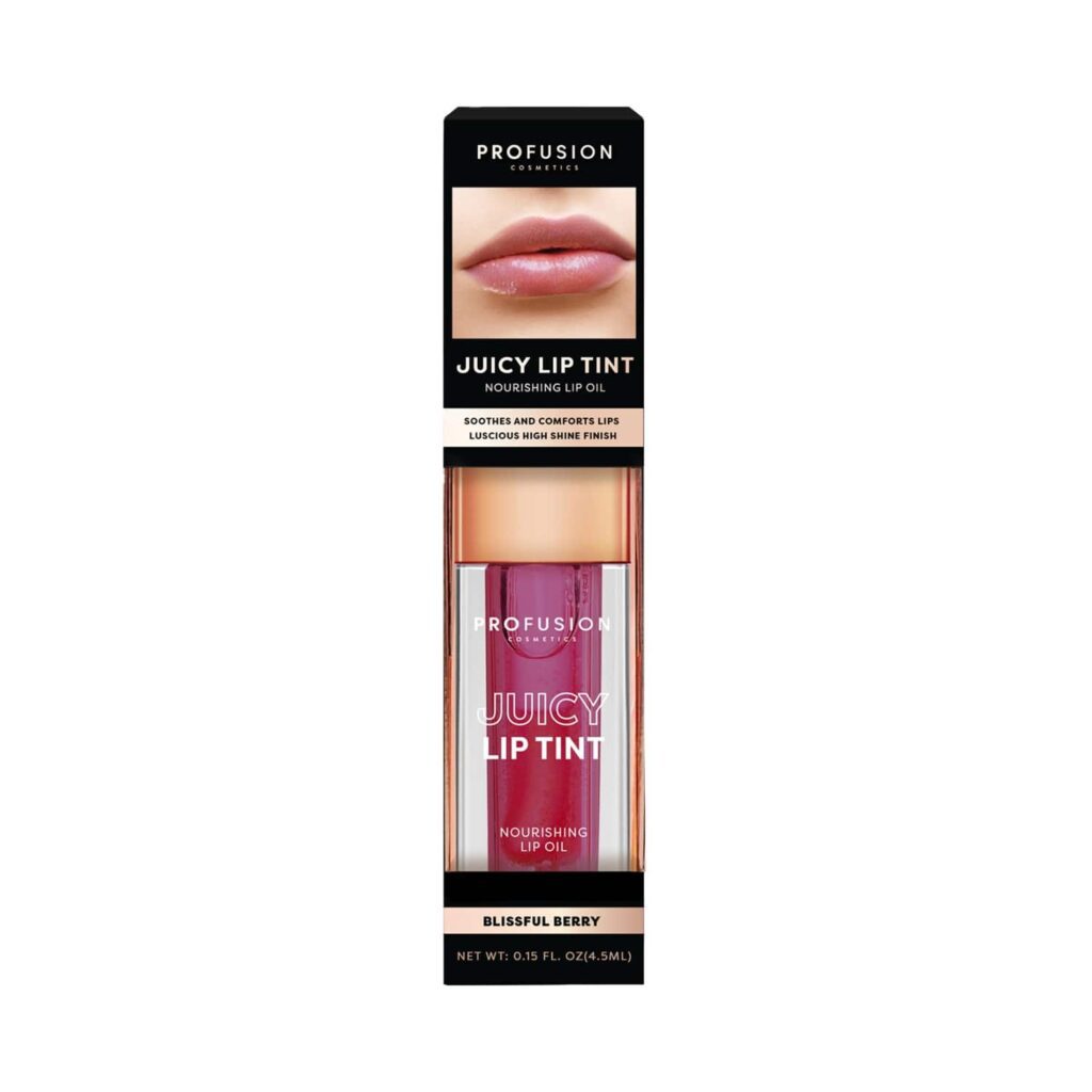 Profusion Cosmetics Juicy Lip Tint Nourishing Lip Oil - Blissful Berry (4.5ml) - Profusion Cosmetics