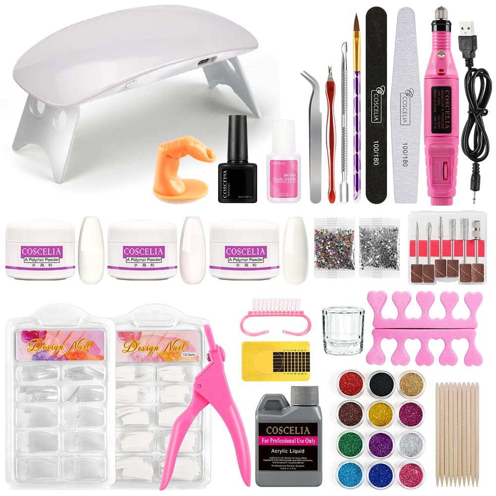 Proroop Acrylic Powder Monomer Liquid Set Professional Acrylic Powder Set Supplies Brushes Nail Tips Nail Art Decoration Tools DIY Nail Extension Nail Kit Nail Decorations Tools...