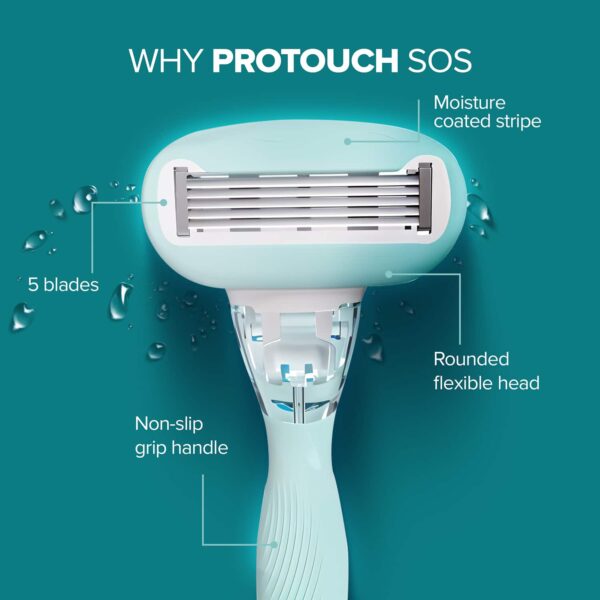 Protouch SOS Women Razor, Reusable 5-Blade Razor with Aloe Vera Comfort Strip - Protouch