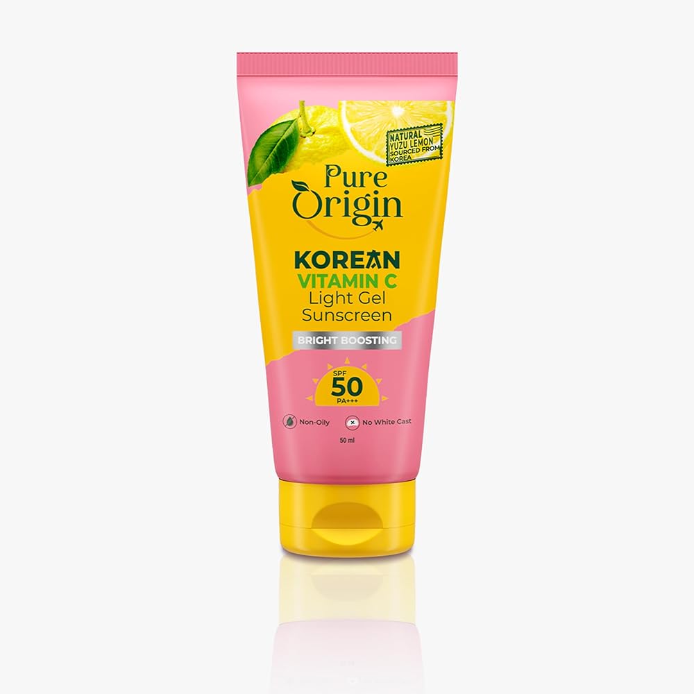 Pure Origin Korean Vitamin C Light Gel Sunscreen with SPF 50 & PA++++| No White Cast | Suitable for Oily, Dry & Combination Skin | Broad Spectrum, Non-sticky & Lightweight |...