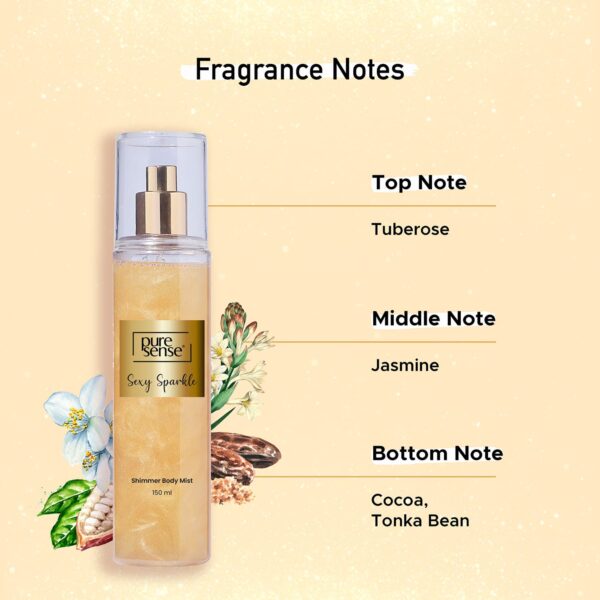 puresense Sexy Sparkle Body Mist With Gold Shimmer Jasmin Cocoa (150 ml) - puresense