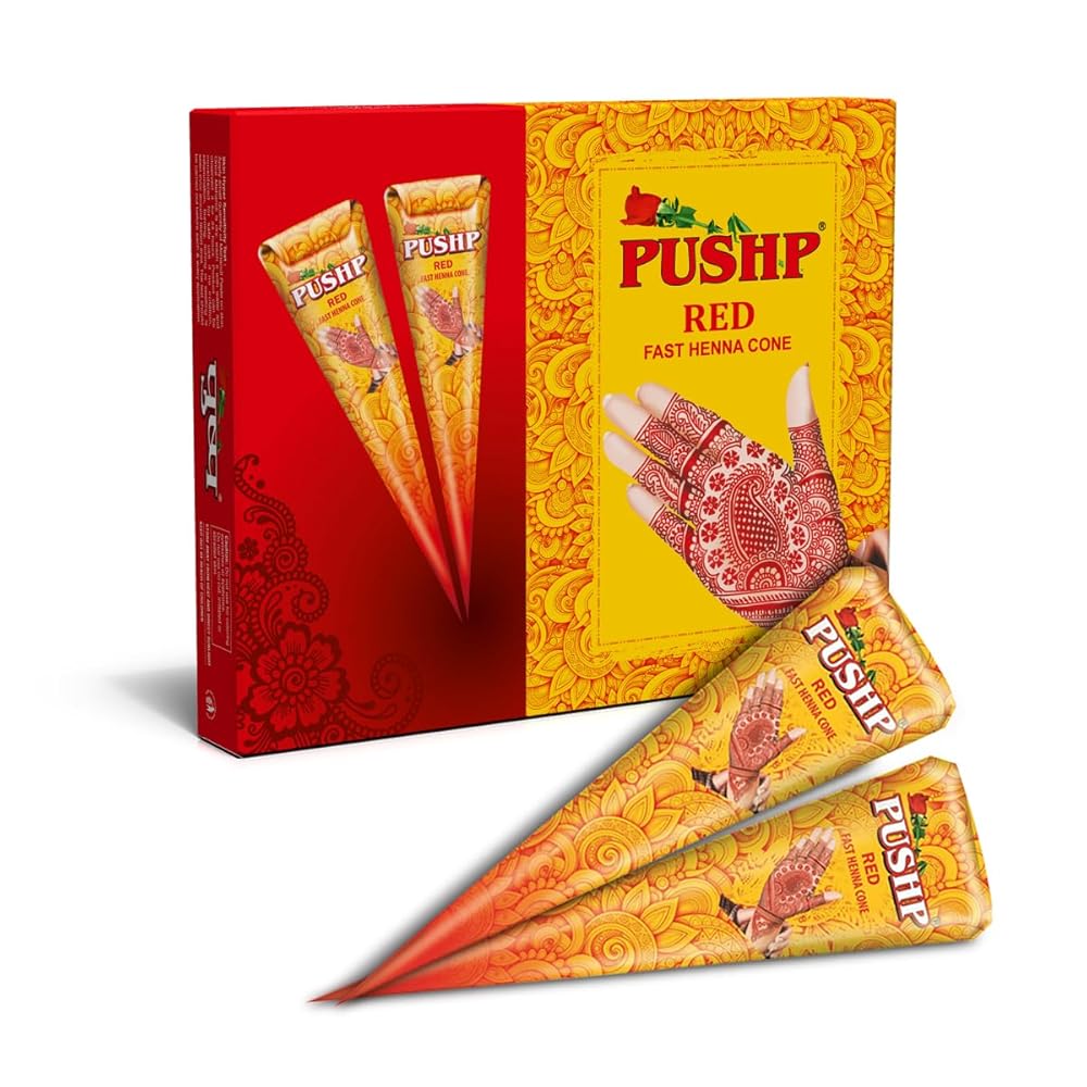 Pushp Henna Fast Cone Red | Instant Mehendi, Instant Mehndi Cone, Instant Mehandi, Red Mehndi Design, Instant Henna Pack of 12
