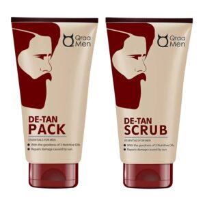 Qraamen De-Tan Face Pack (120g) & Scrub Essentials For Men (100 g) Combo - Qraa
