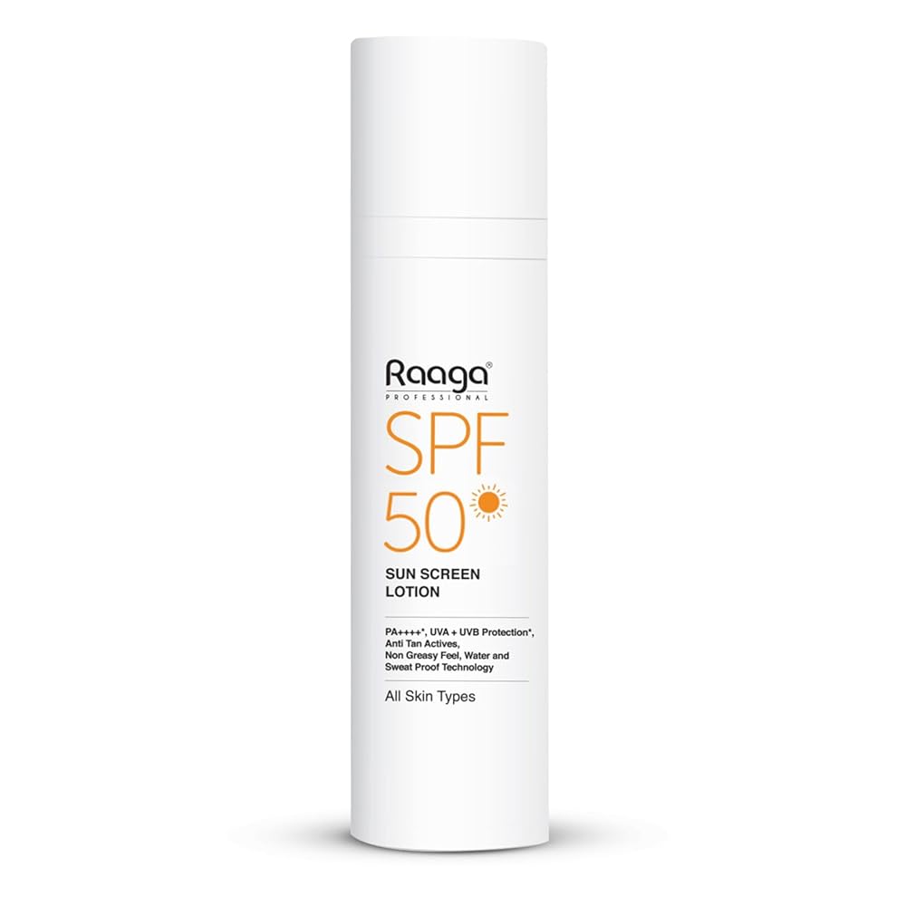 Raaga Professional SPF 50 Sunscreen Lotion | PA++++, UVA + UVB Protection, Anti Tan Activities, Non-Greasy Feel, Water and Sweat Proof Technology (55 ml)
