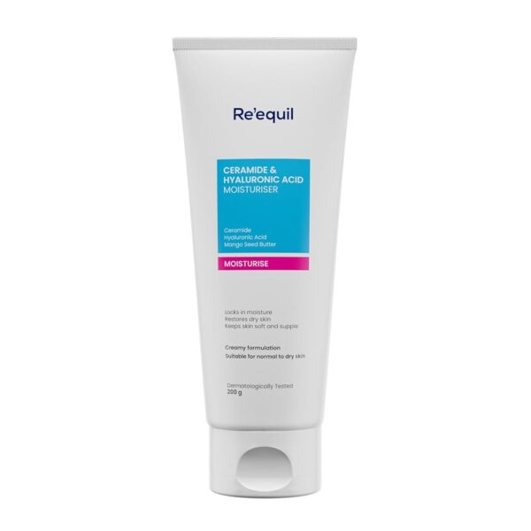 RE' EQUIL Ceramide & Hyaluronic Acid Moisturiser | Moisturizer For Face | Barrier Repair Cream | Long Lasting Hydration | Suitable For Normal To Dry Skin | 100G