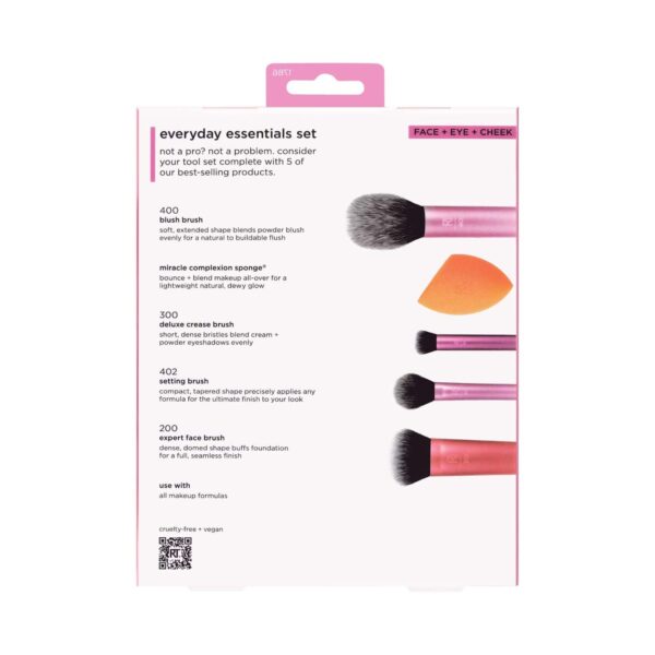 Real Techniques Everyday Essentials Makeup Brush Set (5 pcs) - Real Techniques