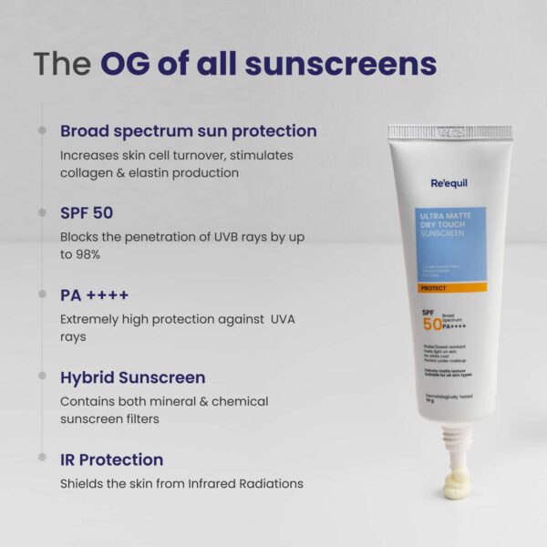 Re'equil Ultra Matte Dry Touch Sunscreen Gel SPF 50 (50g) - Re'equil