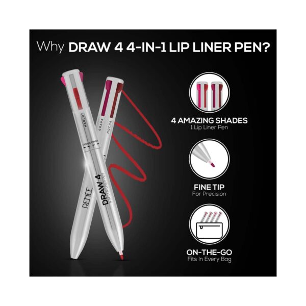 Renee Cosmetics Draw 4 4-In-1 Lip Liner (0.4 g) - RENEE