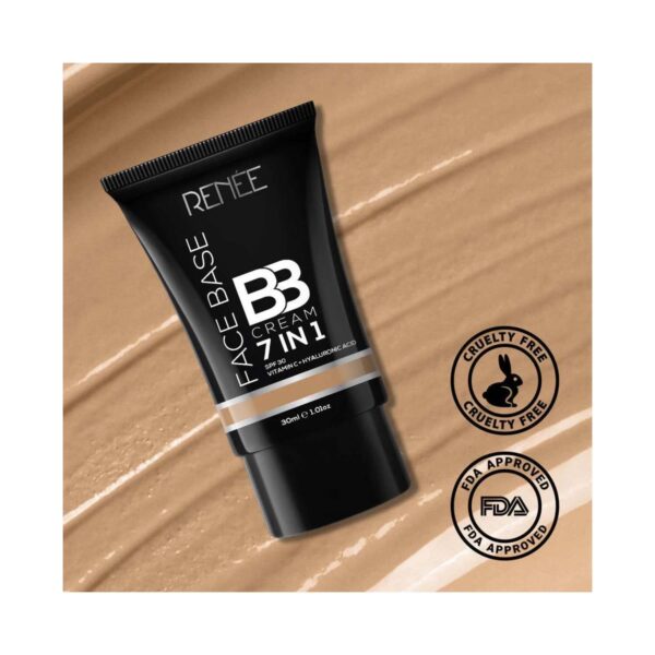 Renee Cosmetics Face Base 7 in 1 BB Cream with SPF 30 - B07 Hazelnut 30Ml - RENEE
