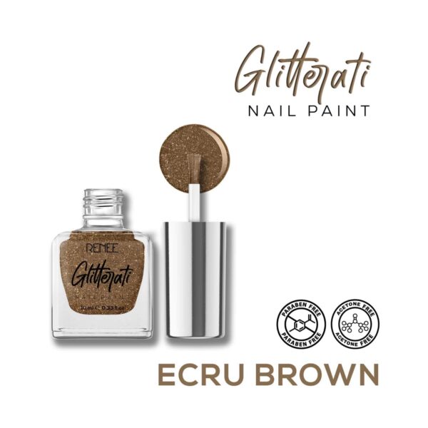 Renee Cosmetics Glitterati Nail Paint - Ecru Brown (10 ml) - RENEE