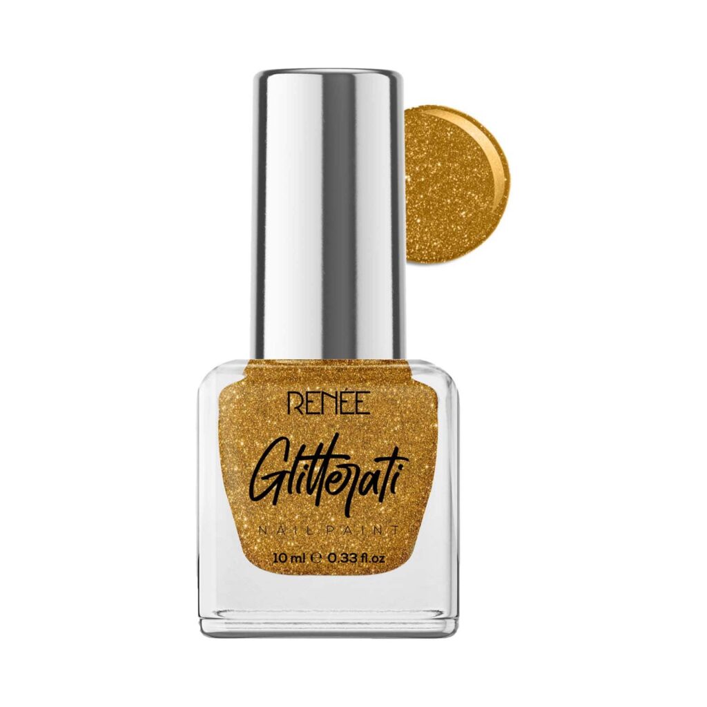 Renee Cosmetics Glitterati Nail Paint - Gold Rush (10 ml) - RENEE