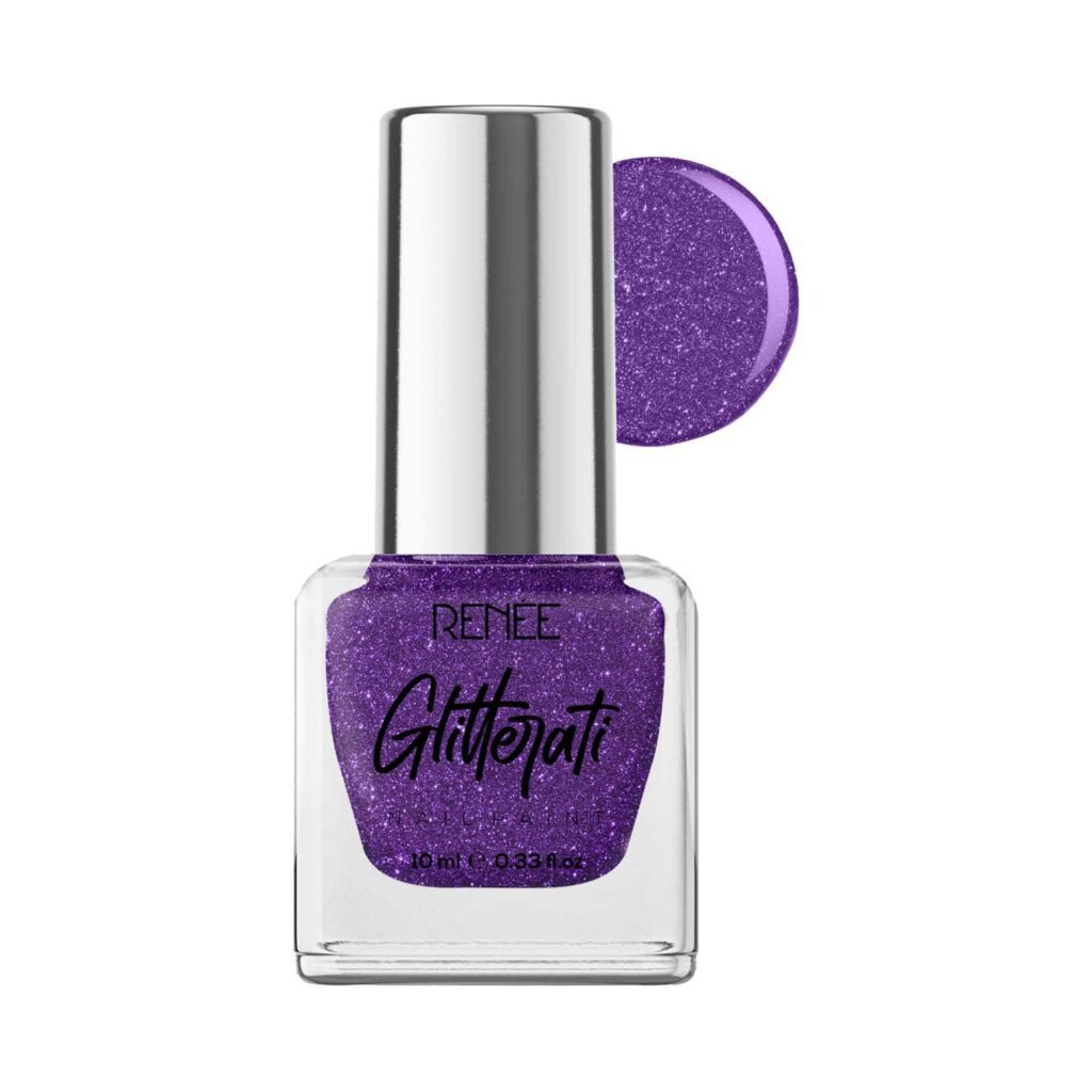 Renee Cosmetics Glitterati Nail Paint - Purple Galaxy (10 ml) - RENEE