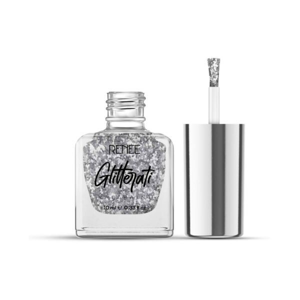 Renee Cosmetics Glitterati Nail Paint - Silver Confetti (10 ml) - RENEE