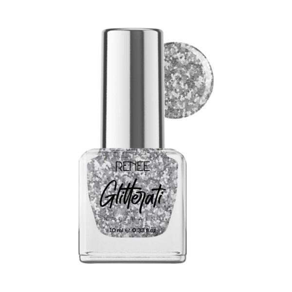 Renee Cosmetics Glitterati Nail Paint - Silver Confetti (10 ml) - RENEE