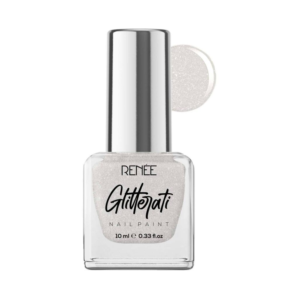 Renee Cosmetics Glitterati Nail Paint - White Sparkle (10 ml) - RENEE