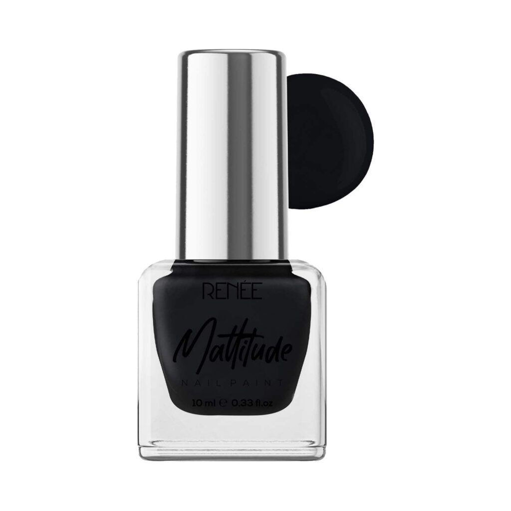 Renee Cosmetics Mattitude Nail Paint - Feather Black (10 ml) - RENEE