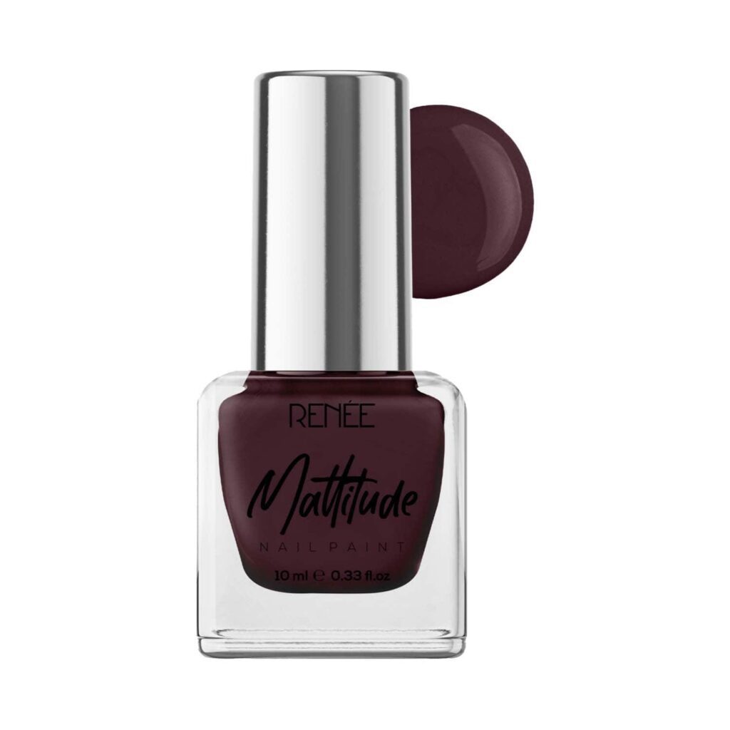 Renee Cosmetics Mattitude Nail Paint - Mega Maroon (10 ml) - RENEE